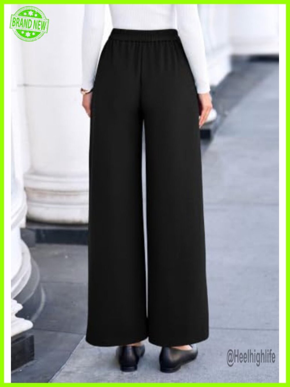 Women's Wide Leg Palazzo Pants High Waisted Tummy Control Pinstripe - Picture 3 of 6